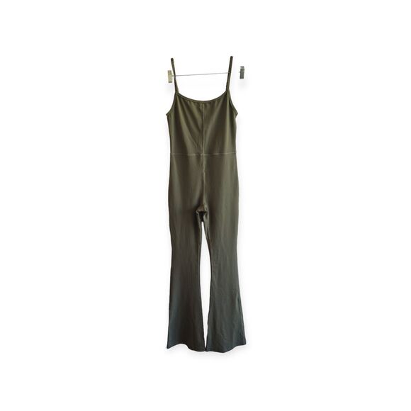 Qinsen Bodycon Full Length Spaghetti Strap Flare Jumpsuit Size Medium Green - Picture 1 of 6